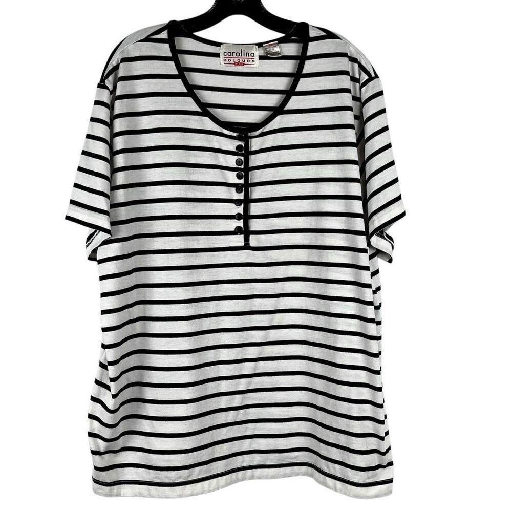 Carolina Colours Plus Striped 1/4 Button Tee Shirtβ20
